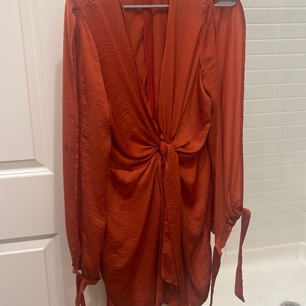 Burnt orange long sleeve dress